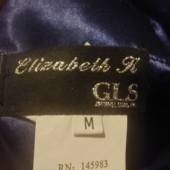 NWT Elizabeth K Lace Bodice Chiffon Navy Blue Semi-Formal Dress, Size M - Picture 14 of 16